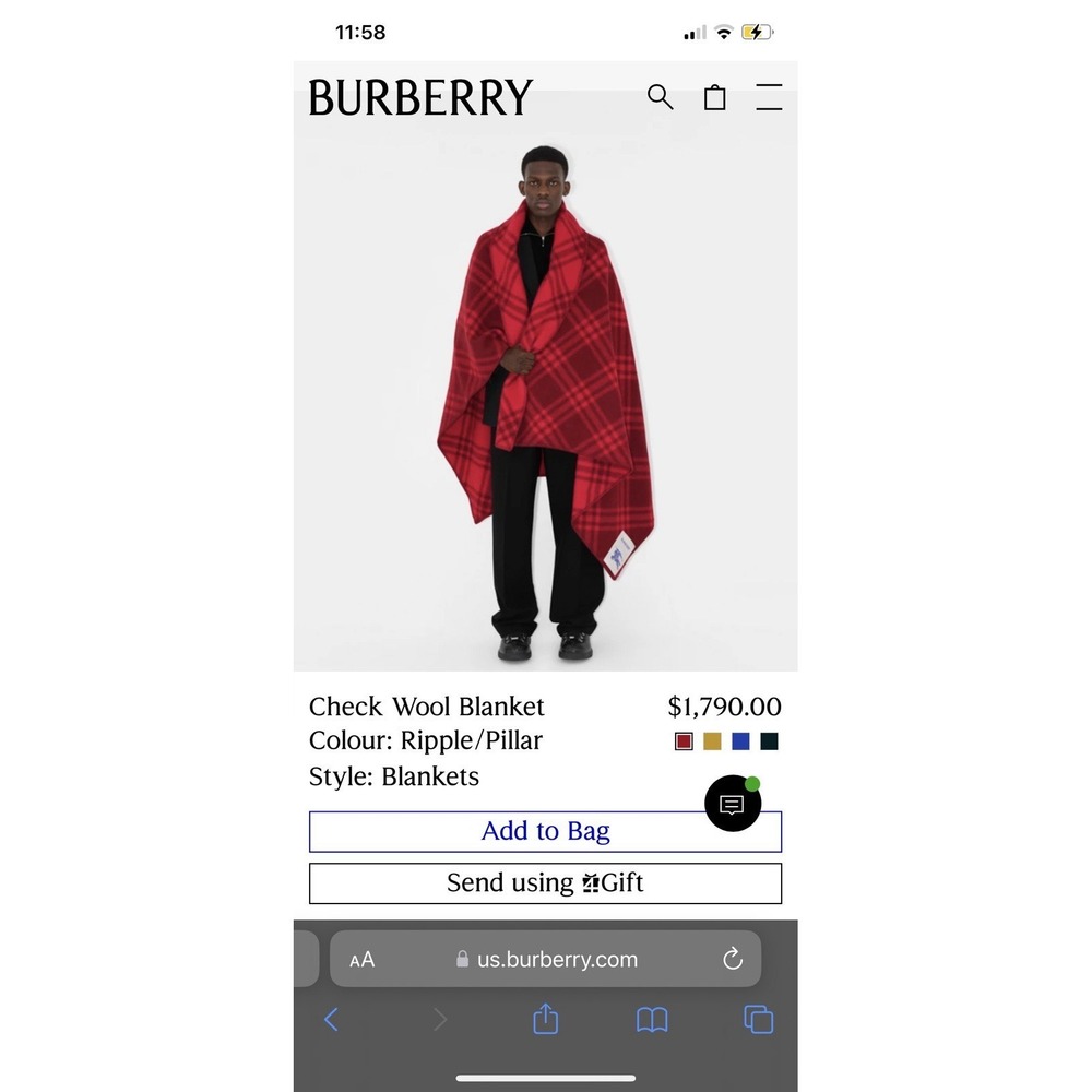 Burberry Wool Blanket Red &‎ White Plaid Check 200x135cm Heavy $1790 Retail NEW